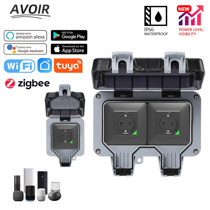 Outdoor Power Outlet With Remote Control - Avoir Tuya Zigbee เต้าเสียบ IP66กลางแจ้งกันน้ำ Wifi