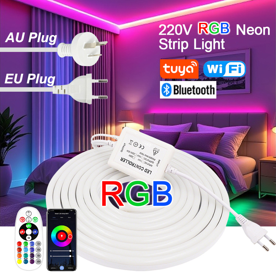 Outdoor Power Strip Weatherproof - ไฟ LED RGB แบบเส้น 220V พร้อมปลั๊กไฟ