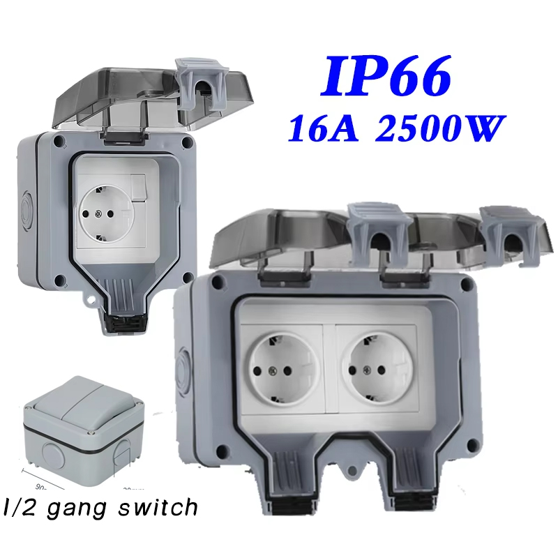 Outdoor Power Solutions - EU KR ผนังกลางแจ้งซ็อกเก็ตกันน้ํา 16A Outlets เกาหลีไฟฟ้า