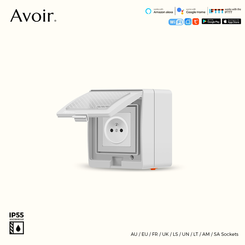 Outdoor Power Outlet With Remote Control - Avoir Tuya สมาร์ทซ็อกเก็ต Wifi กันน้ําพร้อมตัวจับเวลากลางแจ้ง IP55