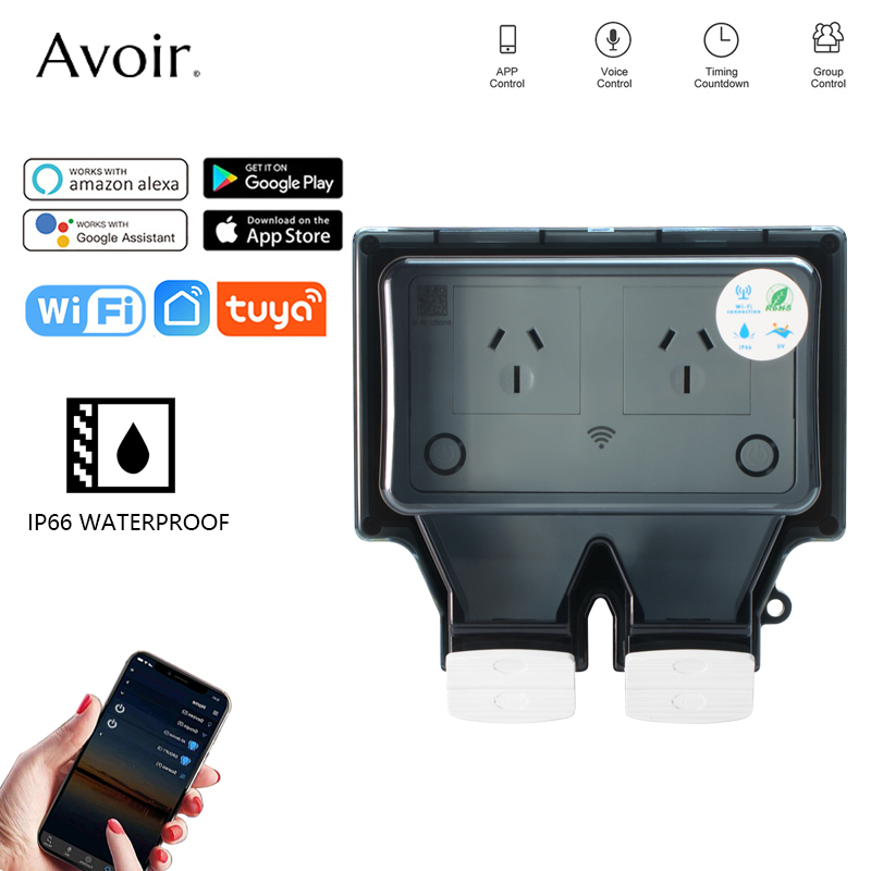 Outdoor Power Outlet With Remote Control - Avoir Tuya STOP kontak listrik กันน้ำ