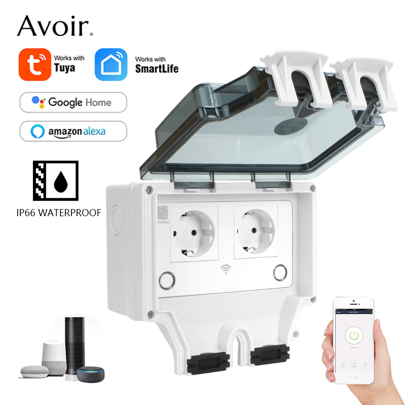 Outdoor Power Outlet With Remote Control - Avoir Tuya IP66 ซ็อกเก็ตไฟฟ้ากันน้ํามาตรฐาน EU Plug