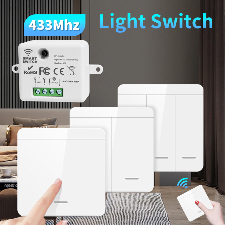 Outdoor Power Outlet With Remote Control - ไร้สายสวิตช์เปิดปิด RF433 โมดูลรีโมทคอนโทรลสวิตช์ไฟ 1/2/3 Gang Wall