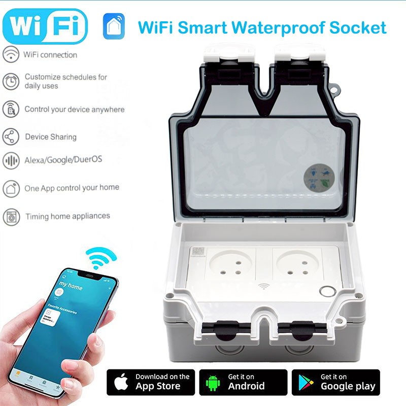 Outdoor Power Outlet With Remote Control - 16A สมาร์ทซ็อกเก็ต IP66 ปลั๊กกันน้ำ 86 ประเภทสวิตช์กลางแจ้งอินเตอร์เน็ตไร้สายมาตรฐานอิสราเอลปลั๊กไฟฟ้าแอปรีโมทคอนโทรลพร้อมสมาร์ทไลฟ์