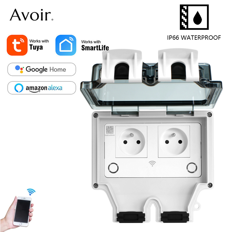 Outdoor Power Outlet With Remote Control - Avoir Tuya ซ็อกเก็ต IP66 กลางแจ้ง Wifi