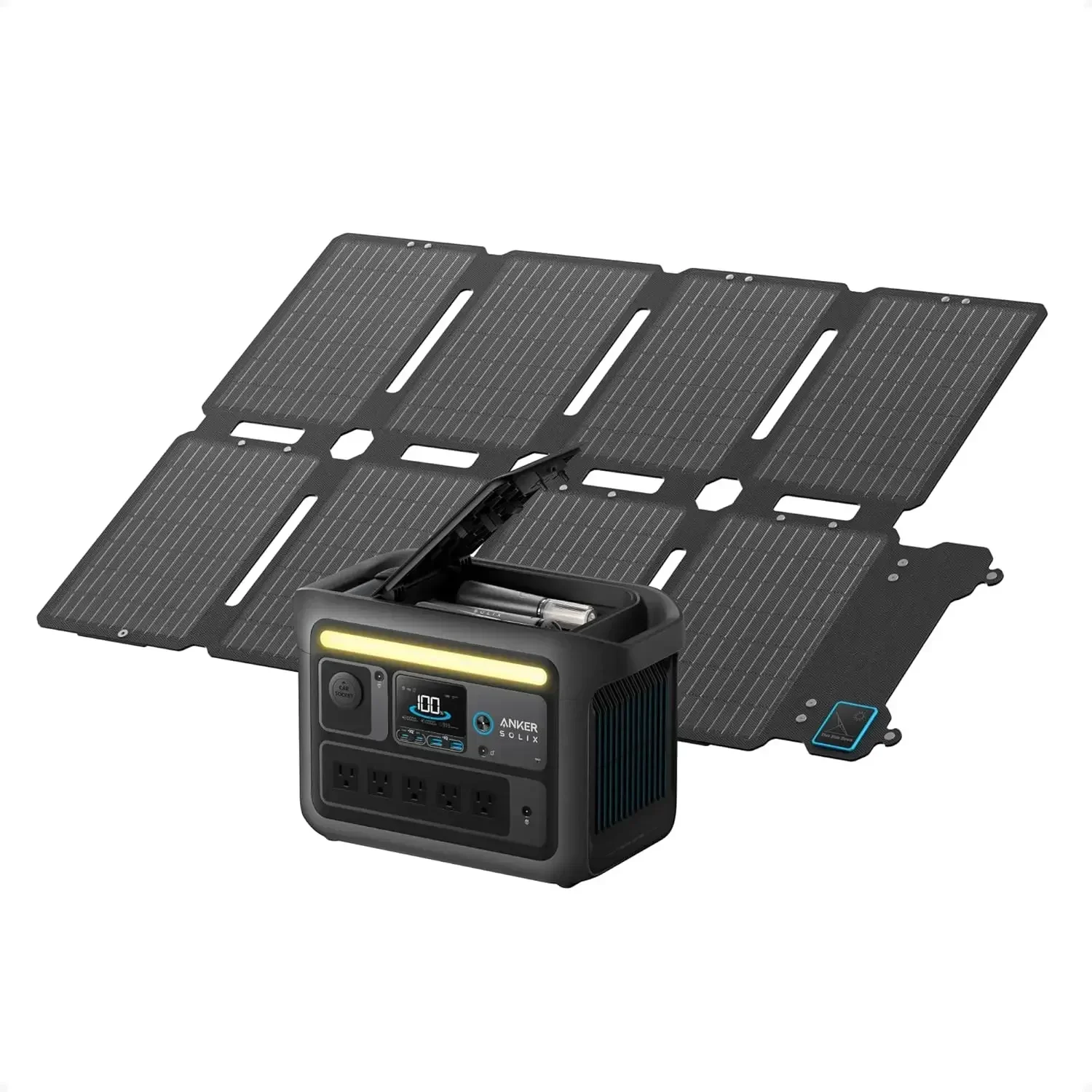 Panel Power Outdoor - สถานีพลังงานแบบพกพา Anker SOLIX C800X พร้อมแผงโซลาร์เซลล์ 100W,