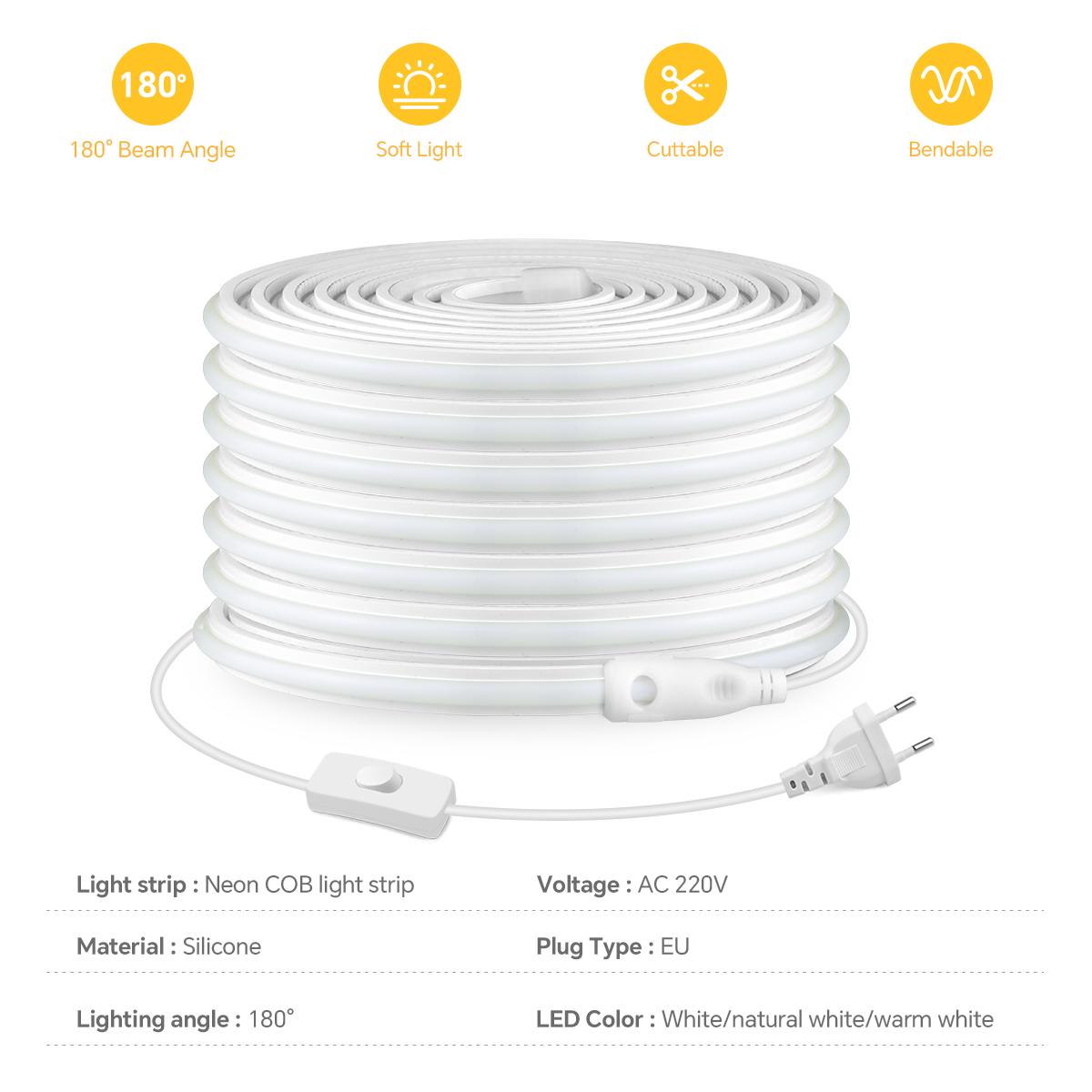 ไฟแถบ LED COB 220V ความหนาแน่น - Outdoor Power Strip Weatherproof บทวิจารณ์และราคา